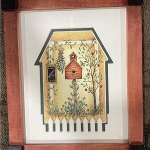 Yellow & Green Birdhouse Wall Art Print-Vintage